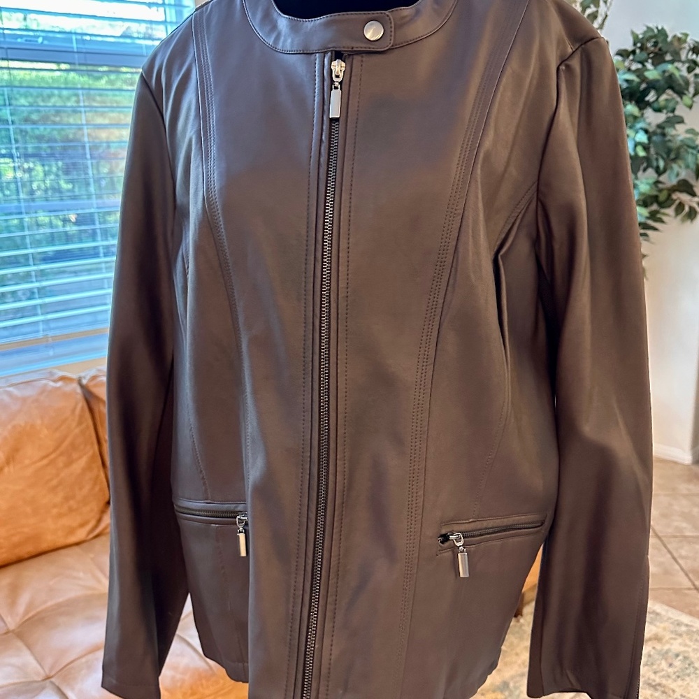 Mo-Ka Ebele Faux Leather Jacket.